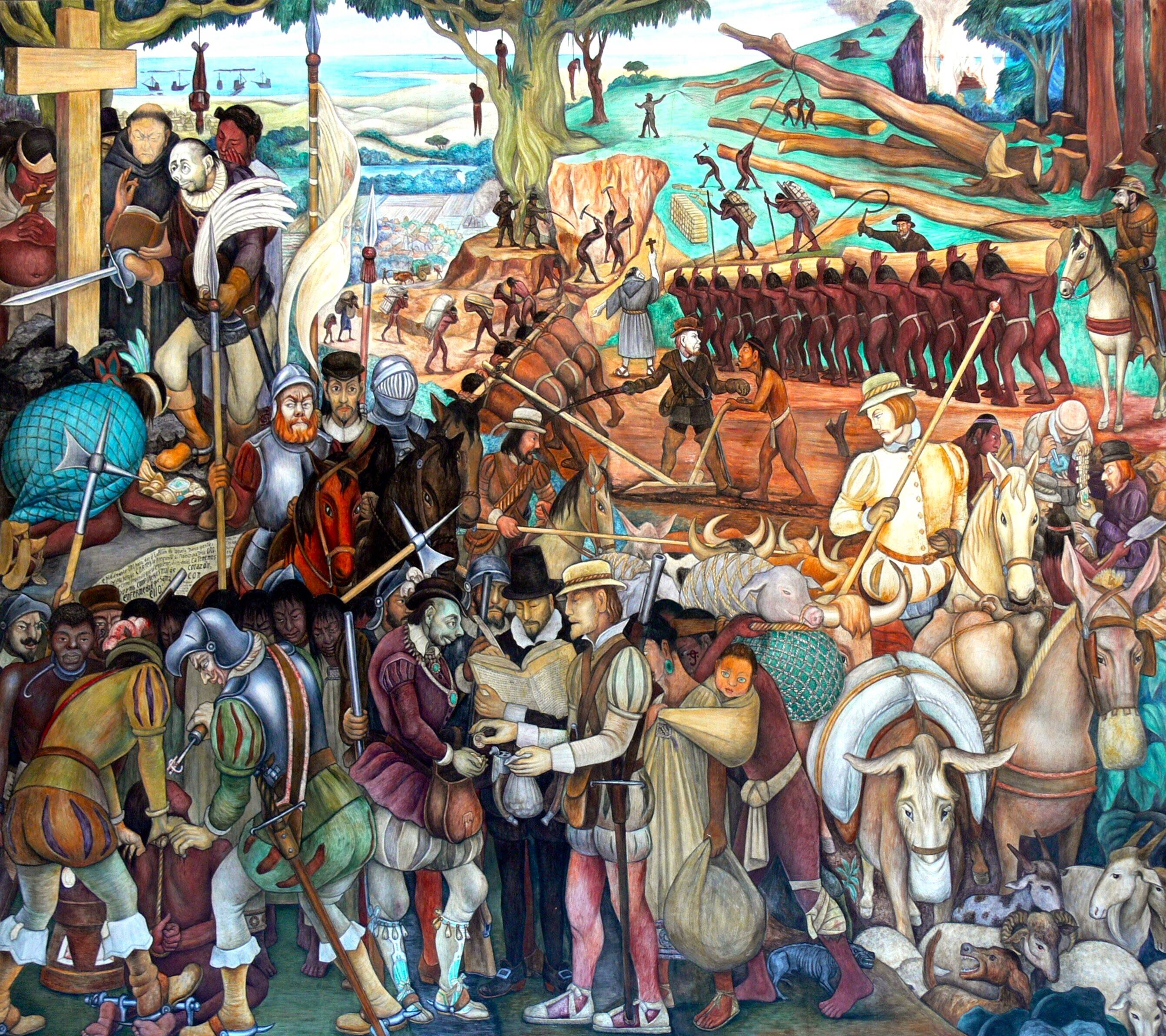 Desembarco de los españoles en Veracruz Diego Rivera 1